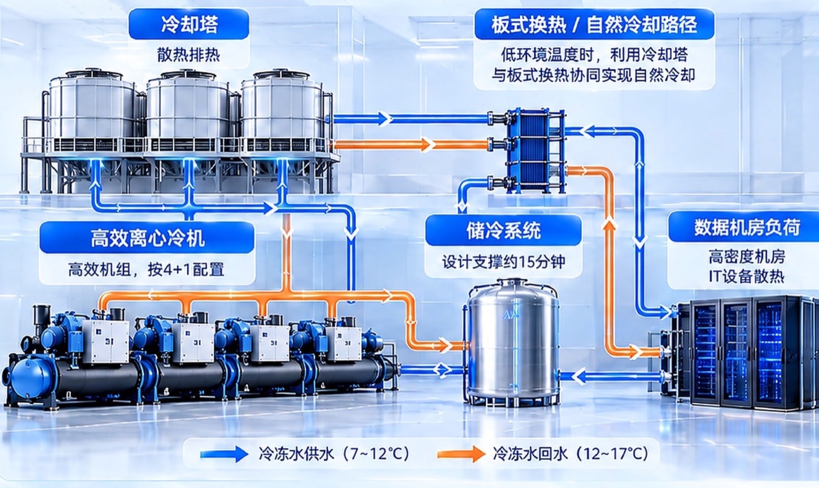 高效制冷与蓄冷系统架构图